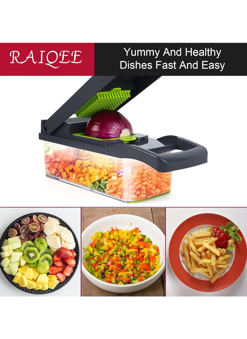 Generic - 10 in 1 Professional Long Slicer, Onion Chopper Vegetable Chopper, Multifunctional Slicer, Thin Slicer, Dicer, Adjustable Vegetable Slicer with Container - Image 1