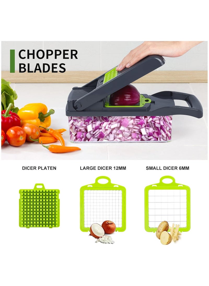 Generic - 10 in 1 Professional Long Slicer, Onion Chopper Vegetable Chopper, Multifunctional Slicer, Thin Slicer, Dicer, Adjustable Vegetable Slicer with Container - Image 1