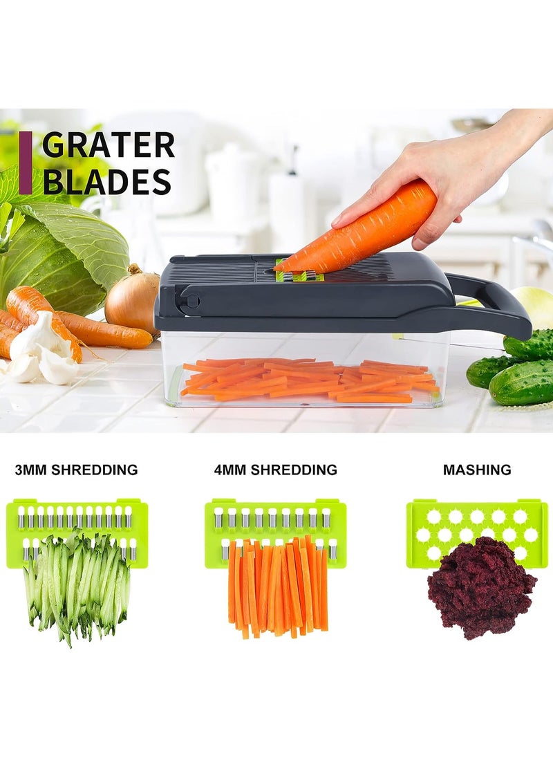 Generic - 10 in 1 Professional Long Slicer, Onion Chopper Vegetable Chopper, Multifunctional Slicer, Thin Slicer, Dicer, Adjustable Vegetable Slicer with Container - Image 1