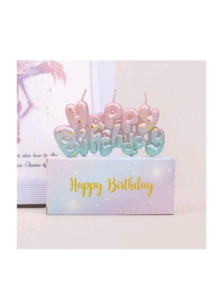 1 pc New Unique Letter Pattern Happy Birthday Galaxy Gradient Color Birthday Candle Romantic Atmosphere Decoration for Birthday Cake, Baking, Party  - Image 4