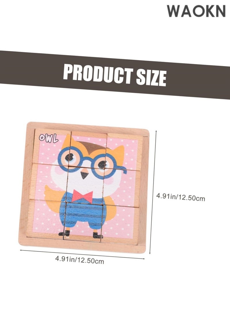 دبليو أيه أو كي أن أحجية بناء خشبية للأطفال مكونة من 9 مكعبات ذات ستة جوانب - Image 3