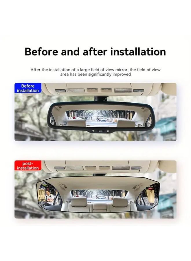 Black Clip On Panoramic Rearview Mirror Wide Angle Convex Lens Reduces Blind Spots Enhances Driving Safety - Image 3