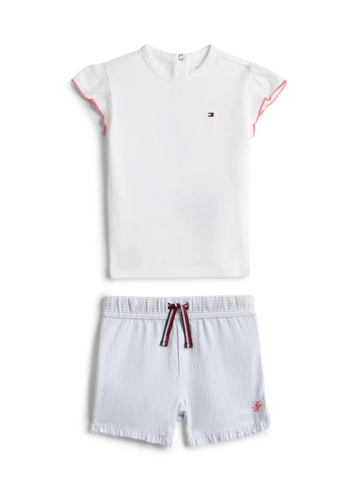 تومي هيلفيغر طقم تي شيرت برقبة دائرية وشورت إيثاكا للأطفال