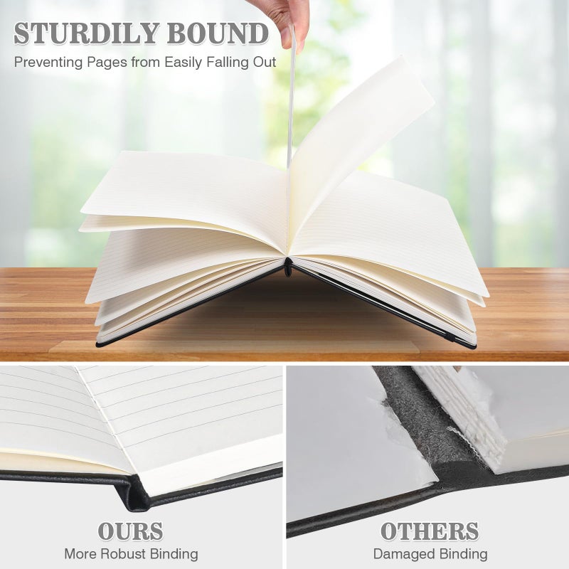 OMEYA 6 Pack Journal Notebooks for Work with 6 Pens, A5 Hardcover Notebookï¼ŒBusiness Notebooks Bulk, College Ruled Notebook for Men, Leather Journal for Writing, 160 Pages, 100GSM Thick Paper (5.7" x 8.3") - Image 3