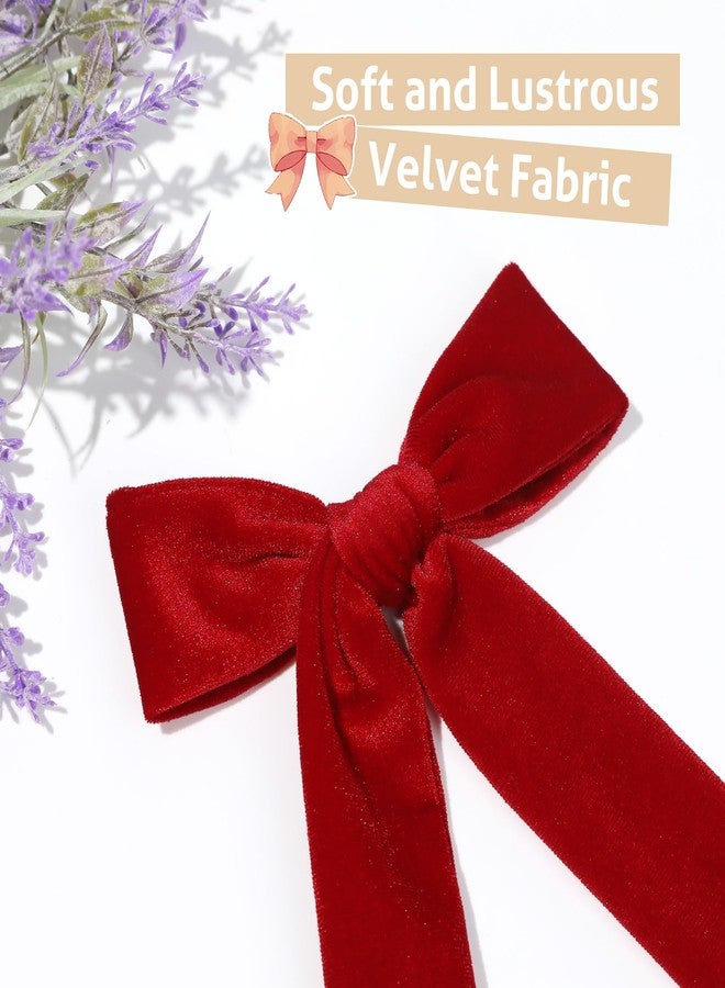 CEELGON 2PCS Large Velvet Hair Bows Red Hair Clips 5"&3.5" Alligator Clip Hair Accessories for Toddler Girls Long Ponytail - Image 4