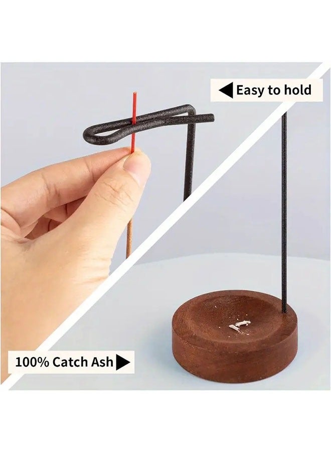 حامل البخور، تصميم متعدد الأغراض خشبي مبخرة رماد مع حامل عصا البخور لديكور المنزل واليوجا والمنتجعات الصحية (خشب الجوز) - Image 3