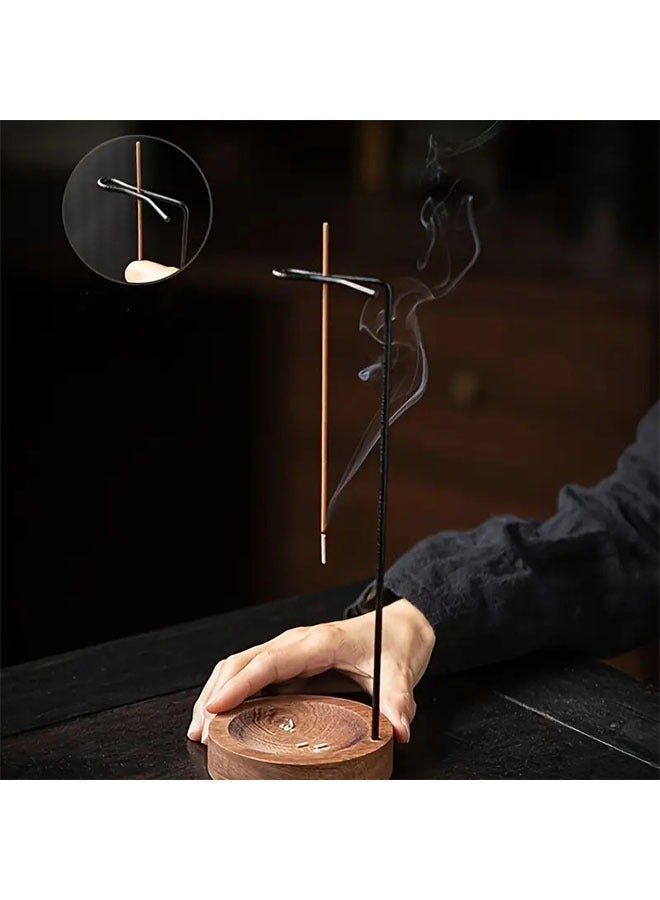 حامل البخور، تصميم متعدد الأغراض خشبي مبخرة رماد مع حامل عصا البخور لديكور المنزل واليوجا والمنتجعات الصحية (خشب الجوز) - Image 4