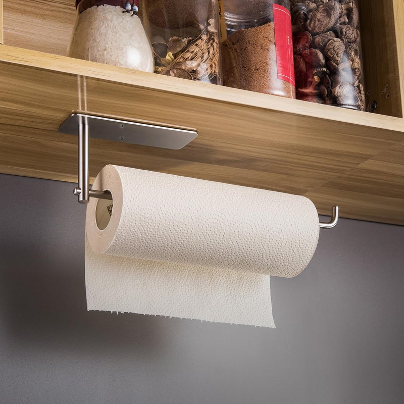 SUNTECH Paper Towel Holder Under Cabinet - Self Adhesive Towel Paper Holder Stick on Wall for Kitchen, Bathroom Paper Towel Holder Organizer&Storage&Decor, Stainless Steel - Image 3