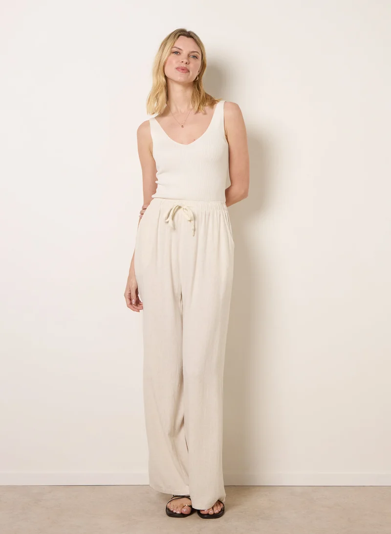 بلو فانيلا Linen-Blend Drawstring Trousers