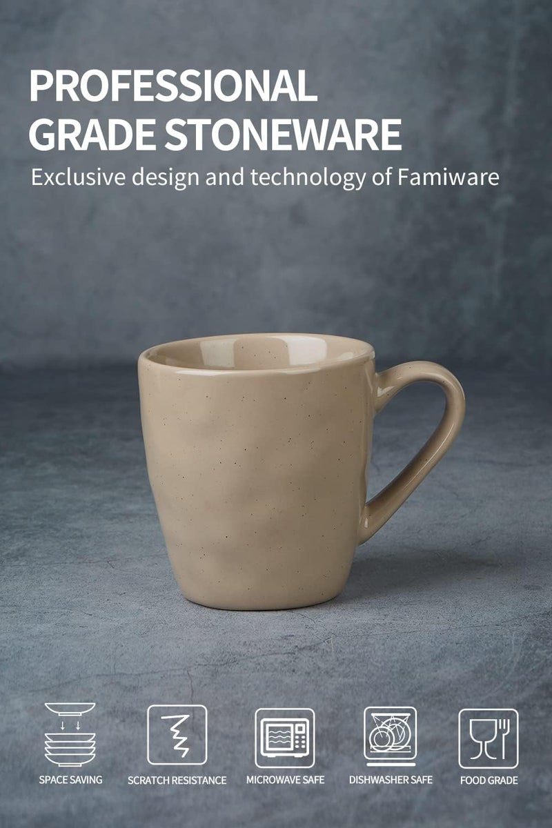 famiware Mars 4 Pieces Coffee Mug Set - 14 oz Stoneware Mugs in Cinnamon Brown - Image 4