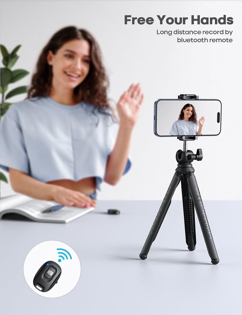حامل هاتف مرن مع جهاز تحكم عن بُعد لاسلكي - 3 في 1 حامل متكامل لـ iPhone و GoPro والكاميرات الرقمية - Image 3
