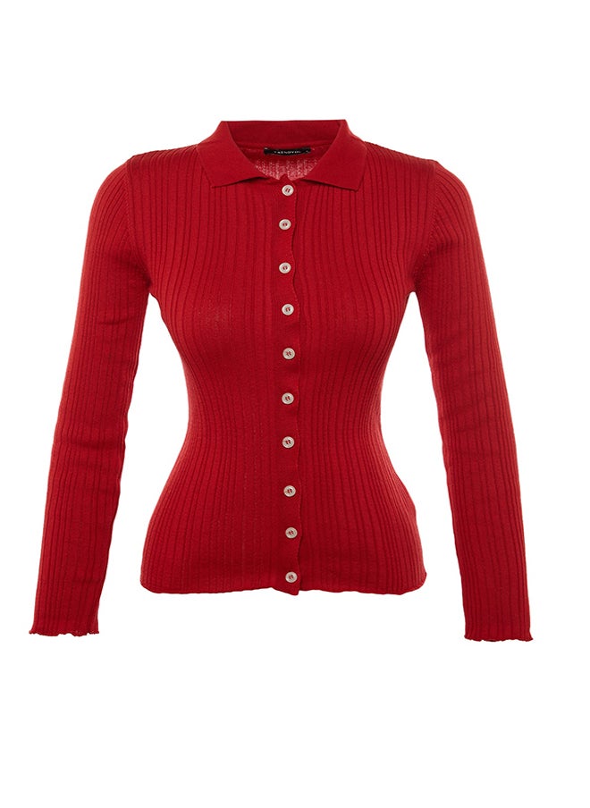 Red Soft Textured Polo Neck Knitwear Cardigan TWOAW20HI0070 - pzsku/ZA88DA77012AFB3B0912BZ/45/_/1730941033/a6d88d36-690c-46c5-9e74-25d45aa3431f