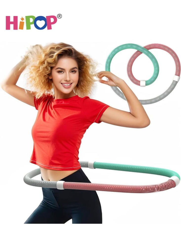 HIPOP Weighted Hula Hoop, Foldable Portable Hula Hoop, Spring Design No Waist Damage Burns Fat Shapes Waist, Weight Loss Exercise for Women Beginners Adults Kids, Home Travel Gym - Image 1