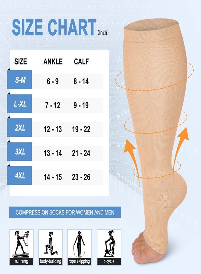 CTHH 3 Pack Copper Compression Socks for Women Men 20-30mmHg Open Toe Knee High Stockings for Circulation Support - Image 2