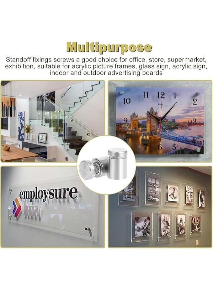 My Souq Store: Multipurpose Standoff Fixings Screws Kit | Heavy-Duty Wall Mount Holders for Acrylic Signs, Glass Panels, and Picture Frames(4pcs)(size 19x16mm) - Image 4
