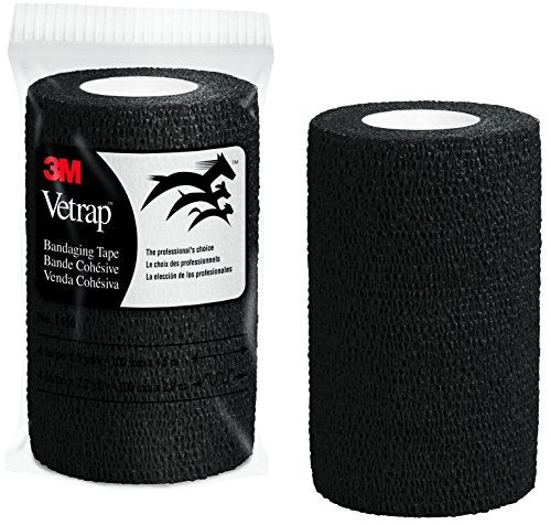 3M Vetrap 4" Bold Color Bandaging Tape, 4"x 5 Yards, Pillow Box, 6 Rolls (Black) - Image 4