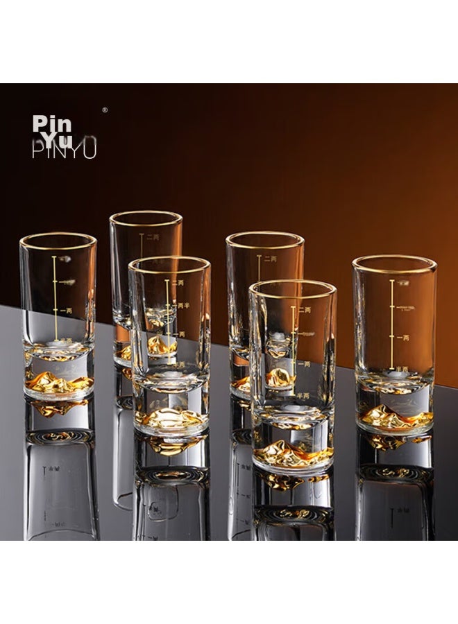 Pinyu Jinshan Two Liang White Liquor Glass With Scale Set, High-end Glass Wine Cups For Home Use, 100ml Decanter, Premium Bar Accessories - Image 1
