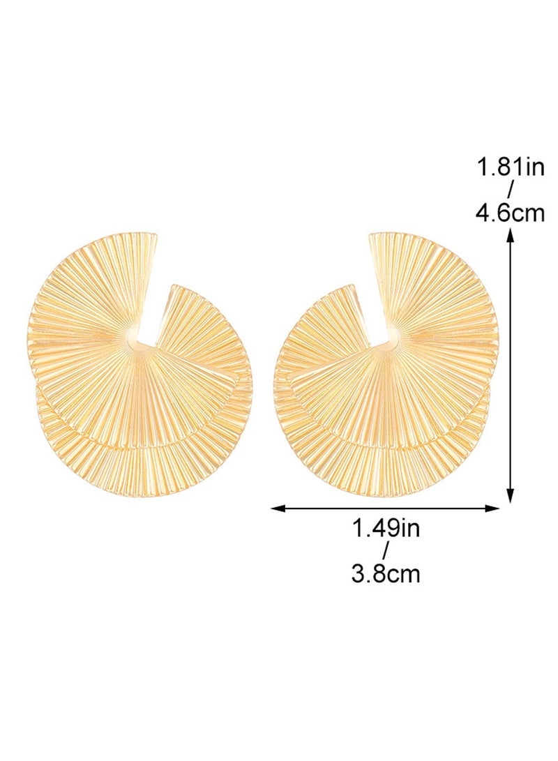 Statement Earrings for Women, Bold Spiral Fan Layered Metallic Design, Hypoallergenic Posts, Glamorous Party Jewelry for Evening Events, Weddings and Special Occasions - Image 4