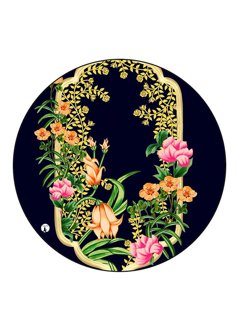 Flowers Printed Mouse Pad  Round  Multicolour