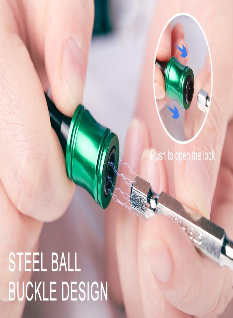 Katerk 1/4inch Hex Shank Aluminum Alloy Screwdriver Bits Holder Extension Bar Drill Screw Adapter Change Keychain Portable（17PC color with black carabiner） - Image 5