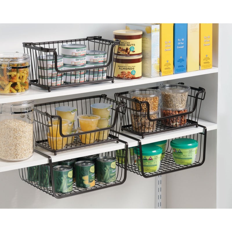 InterDesign iDesign York Metal Under Shelf Storage Basket Storage Organizer for Kitchen, Bathroom, Office, Bronze - Image 3