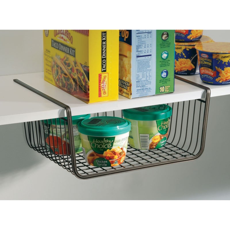 InterDesign iDesign York Metal Under Shelf Storage Basket Storage Organizer for Kitchen, Bathroom, Office, Bronze - Image 2