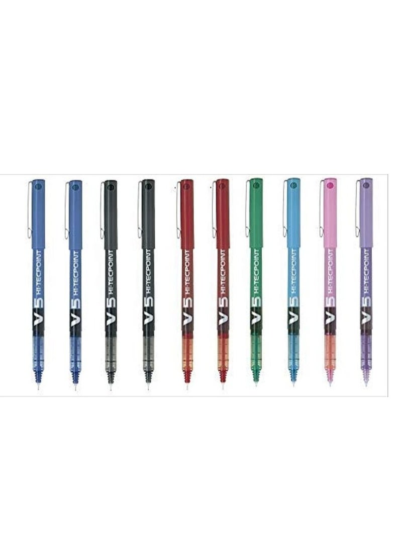 PILOT 10-Piece Hi-tecpoint V5 Fine Rollerball Pen Multicolour - Image 2