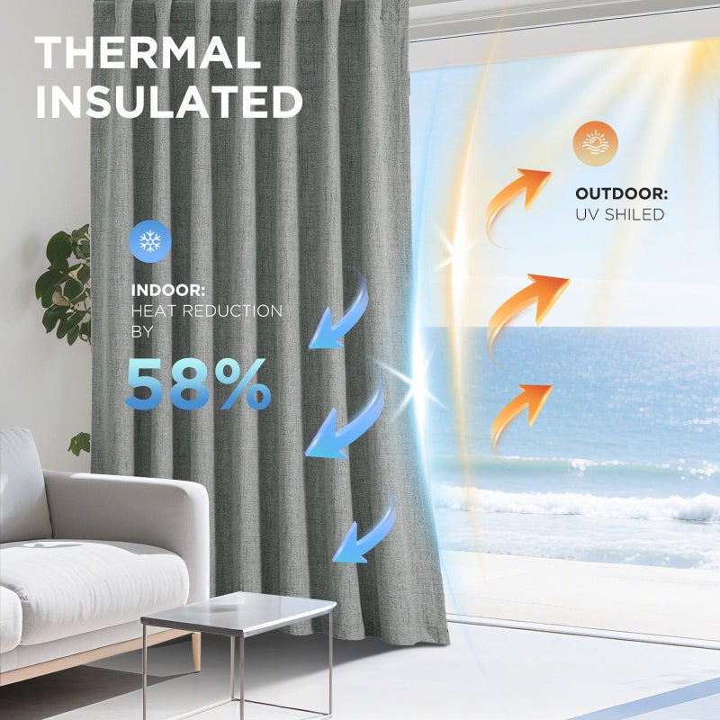 Joydeco Blackout Curtains for Bedroom - 90 Inch Long 100% Light Blocking 2 Panels Light Grey Drapes, Thermal Insulated Room Darkening Curtains, Linen Textured for Living Room, Rod Pocket & Back Tabs - Image 4