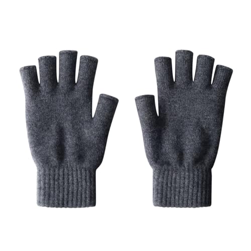 iMongol Pure Wool Women Men Unisex Half Fingers Fingerless Gloves Mittens, Outdoor Tactical Glove for Hunting & Hiking, Made in Inner Mongolian (Dark Grey) - Image 5