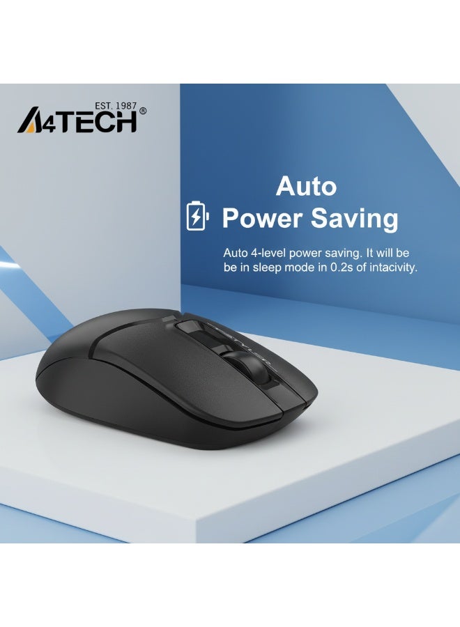 A4TECH FB12S Dual Mode Wireless/Bluetooth Mouse With Silent Click, 2.4 GHz with USB Nano Receiver, 12 Months Battery Life, 1200 DPI Optical Tracking, Auto Power Saving, Compatible with PC, Mac, Laptop & Android, Black - Image 4