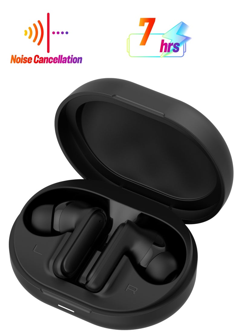 havit - TWS Wireless Earbuds with Bluetooth V5.3, 4-Mic Environmental Noise Cancellation, Touch Control, 7 Hours Playtime, Type-C Charging, and Sports Design – Compatible with iOS and Android Devices for Ultimate Comfort, Superior Sound Quality, and Clear Calls on the Go - Black - Image 1