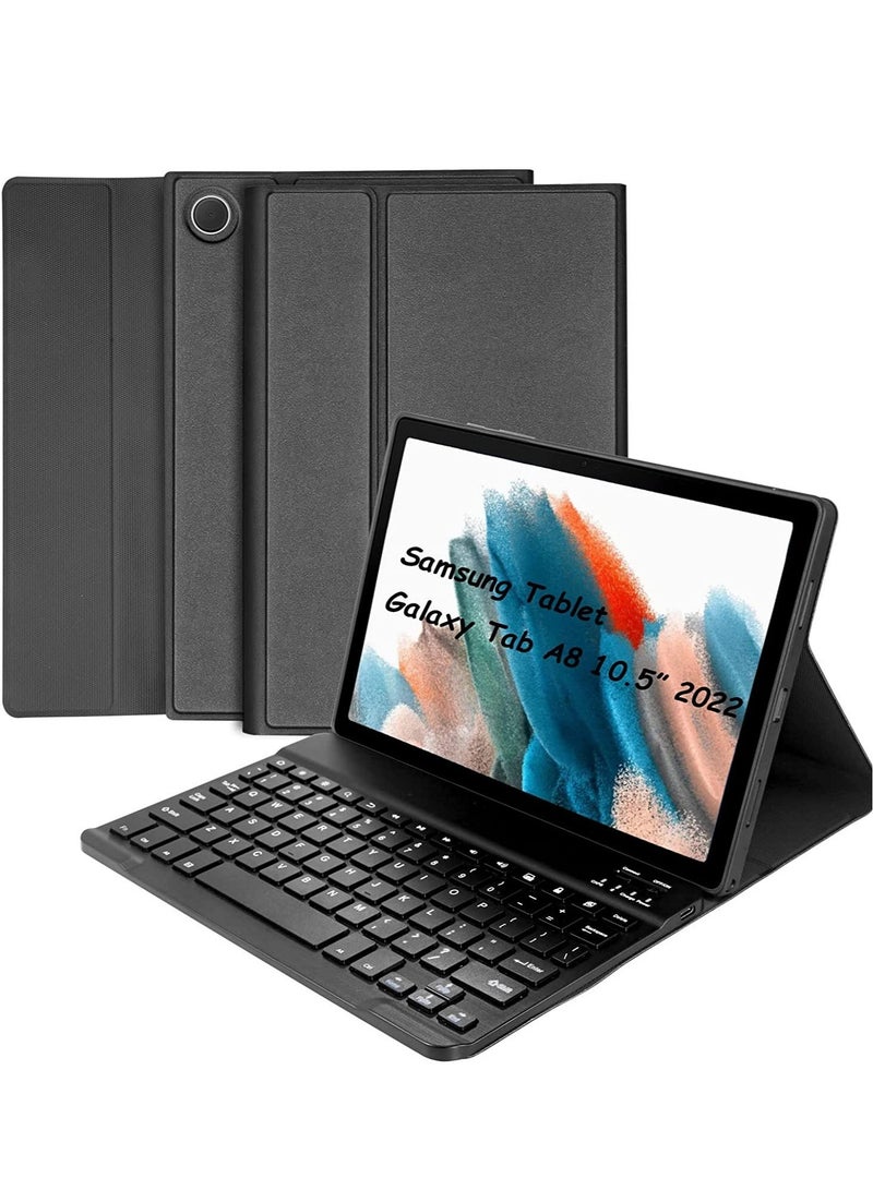 ELTRAZONE Keyboard Case for Samsung Galaxy Tab A8 10.5 inch - Smart Wireless BT Detachable Waterproof Magnetic Folio Stand Tablet Keyboard Cover - Slim Protective Leather Keyboard Case for Galaxy Tab A8 Black - Image 1