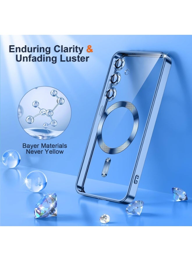 Electroplated Case For Samsung Galaxy A36/A56 Camera Lens Full Protection Compatible with MagSafe Wireless Charging, Shockproof Soft TPU Phone Magnetic Cover (Sierra Blue) - Image 5