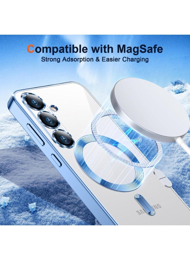 Electroplated Case For Samsung Galaxy A36/A56 Camera Lens Full Protection Compatible with MagSafe Wireless Charging, Shockproof Soft TPU Phone Magnetic Cover (Sierra Blue) - Image 2