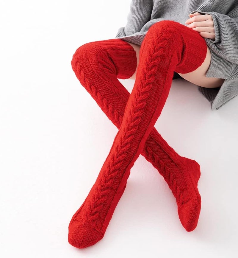 Pcavin Women's Thigh High Socks Over the Knee Cable Knit Boot Socks, Long Warm Fashion Leg Warmers Winter - Image 2