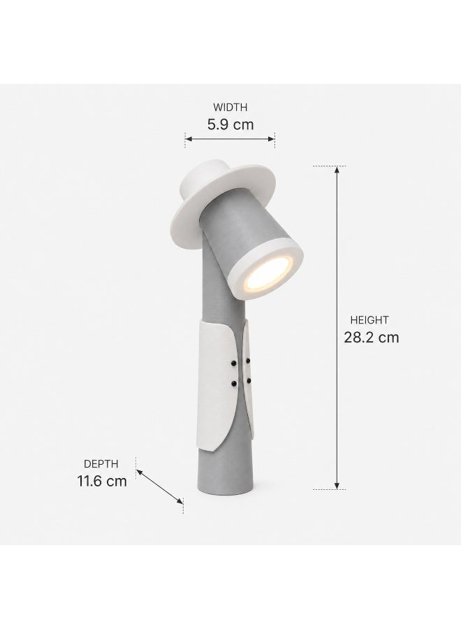 ناياتوبيا مصباح طاولة LED بتصميم شخصية أنيقة وقبعة، يعمل عبر USB بجهد 5 فولت، إضاءة دافئة 3000 كلفن، رمادي وأبيض، 28.2 سم - Image 1