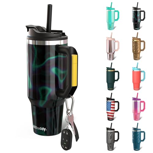 Frost Buddy Thicc Buddy 40 oz Stainless Steel Vacuum Insulated Tumbler with Lid and Straw for Water Travel Mug Cupholder Friendly Gifts for Women Men Him Her Northern Lights - Image 1