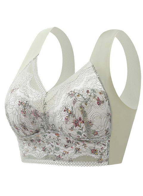 Full Coverage Posture Correction Bra, Front-Close Wireless Push-Up Bra, No Wire Push-Up Chest Vest, Wireless Sports Bra, L (50-60 kg)