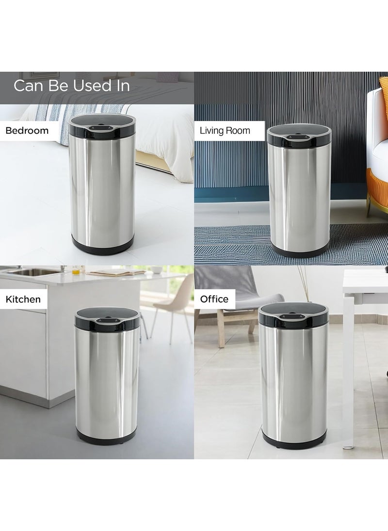 Urbane Home Urbane Home 20L Stainless Steel Automatic Touchless Motion Sensor Dustbin Quick Open Soft Close Lid Garbage Bin for Kitchen Bathroom Indoor Outdoor Trash Can  - Image 5