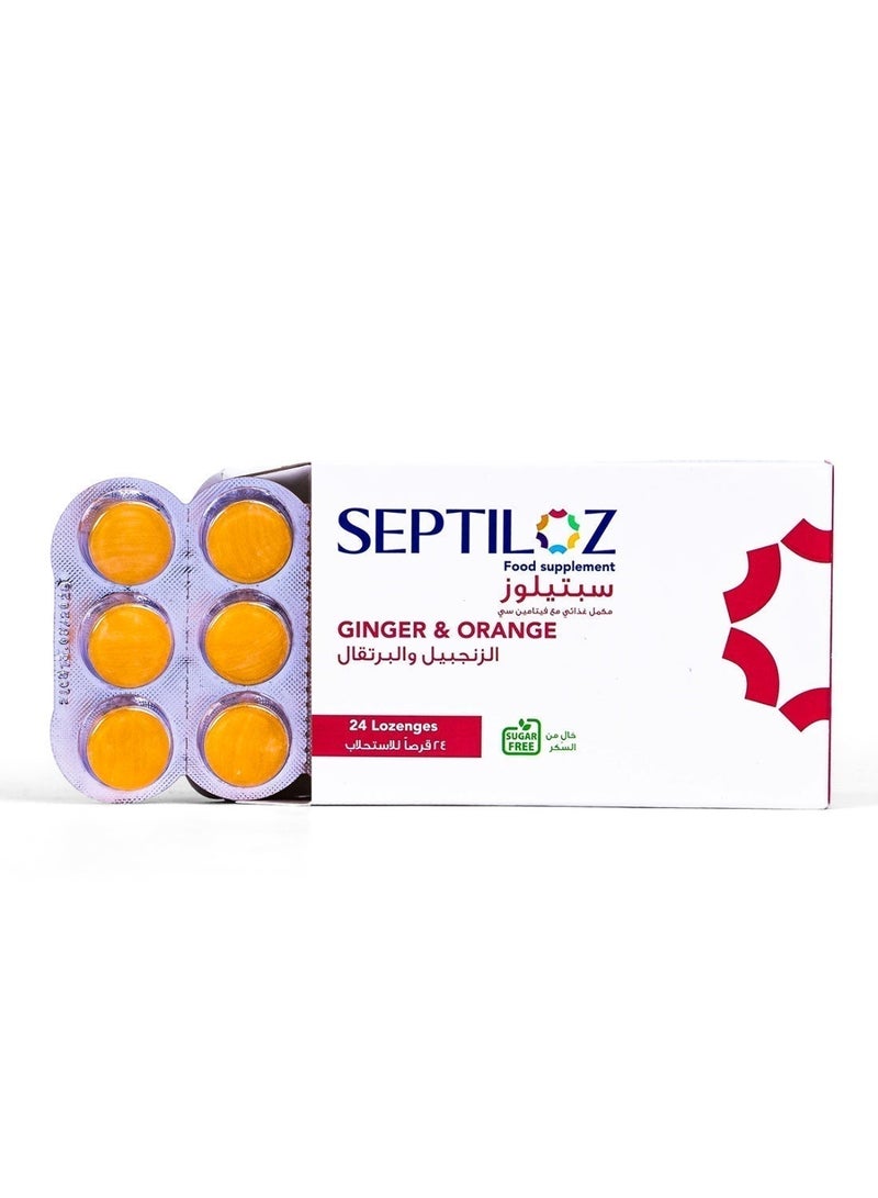 Septiloz Ginger & Orange Sugar Free Lozenges - Warming Throat Relief - 24 Count - Image 3