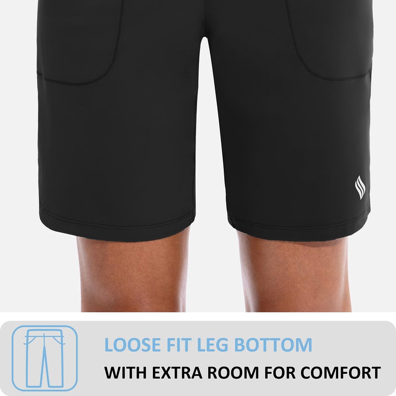 SANTINY Bermuda Shorts for Women with Zipper Pocket Womens High Waisted Long Shorts for Running Workout Athletic(Black_XXL) - Image 4