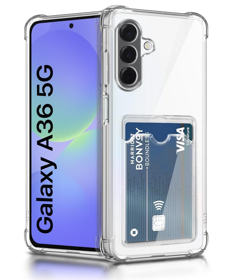 WOW IMAGINE Transparent Back Cover Case for Samsung Galaxy A36 5G | Galaxy A56 5G | Flexible Built-in Slim Card Pockets Wallet | 360° Camera Protection TPU | Soft Silicone Mobile Cover - Transparent - Image 1
