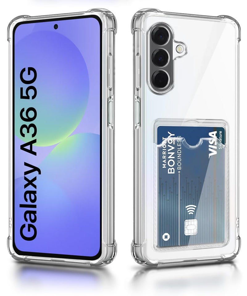 WOW IMAGINE Transparent Back Cover Case for Samsung Galaxy A36 5G | Galaxy A56 5G | Flexible Built-in Slim Card Pockets Wallet | 360° Camera Protection TPU | Soft Silicone Mobile Cover - Transparent - Image 2
