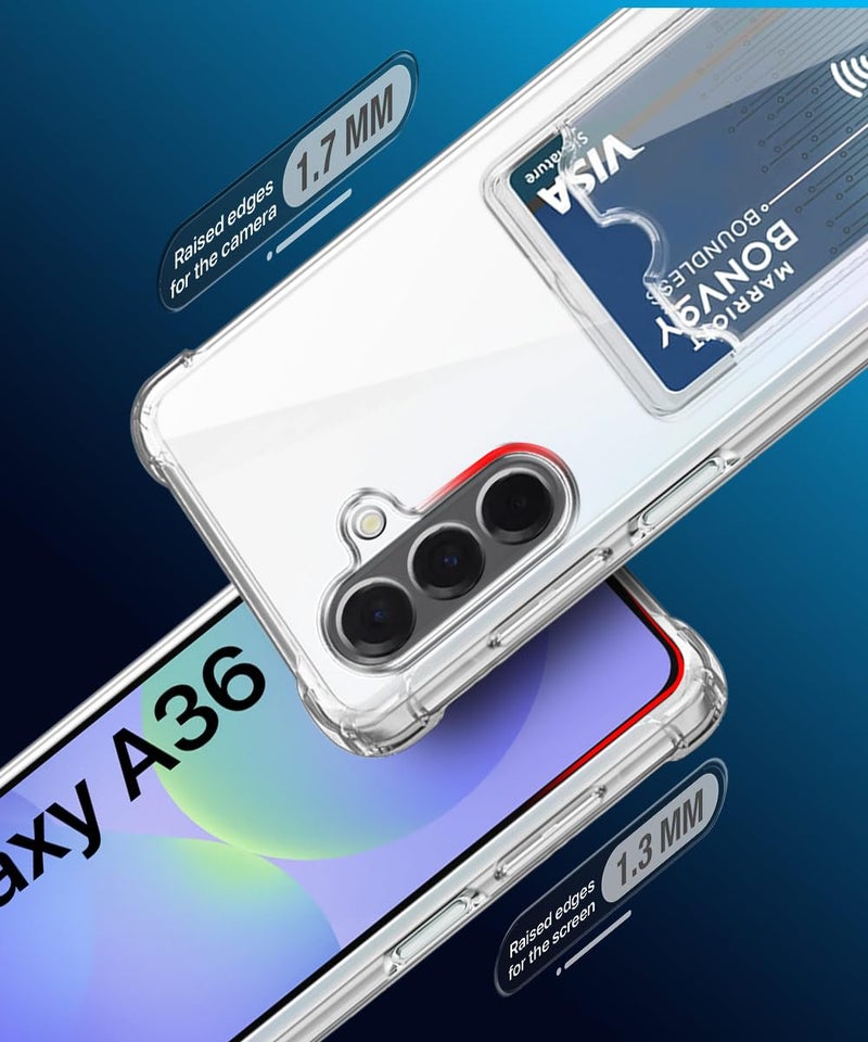 WOW IMAGINE Transparent Back Cover Case for Samsung Galaxy A36 5G | Galaxy A56 5G | Flexible Built-in Slim Card Pockets Wallet | 360° Camera Protection TPU | Soft Silicone Mobile Cover - Transparent - Image 5