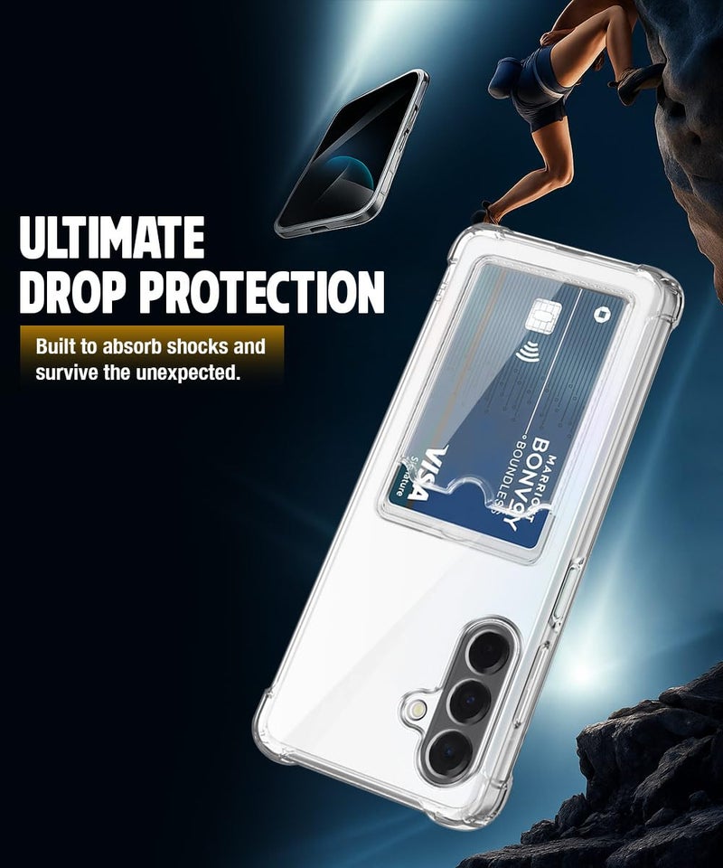 WOW IMAGINE Transparent Back Cover Case for Samsung Galaxy A36 5G | Galaxy A56 5G | Flexible Built-in Slim Card Pockets Wallet | 360° Camera Protection TPU | Soft Silicone Mobile Cover - Transparent - Image 3