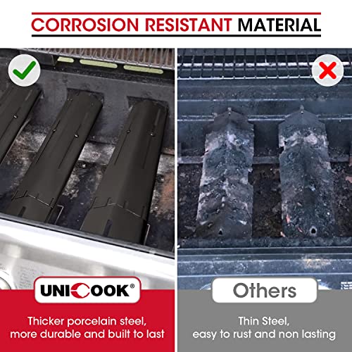 Unicook Universal Replacement Heavy Duty Adjustable Porcelain Steel Heat Plate Shield, Heat Tent, Flavorizer Bar, Burner Cover, Flame Tamer for Gas Grill, Extends from 11.75" up to 21" L, 4 Pack - Image 2