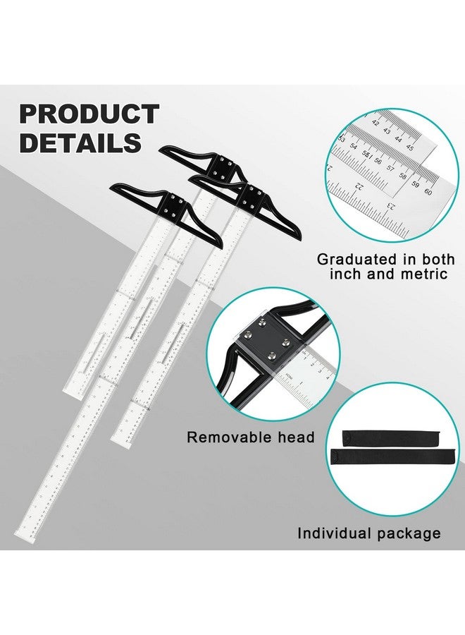 LEIFIDE 3 Pcs Acrylic T Square Ruler Multi Sized T Square Traditional Acrylic Graduated in Inch and Metric Detachable T Ruler Measuring Scale for Art Framing and Drafting, 18 Inch, 24 Inch, 36 Inch - Image 3