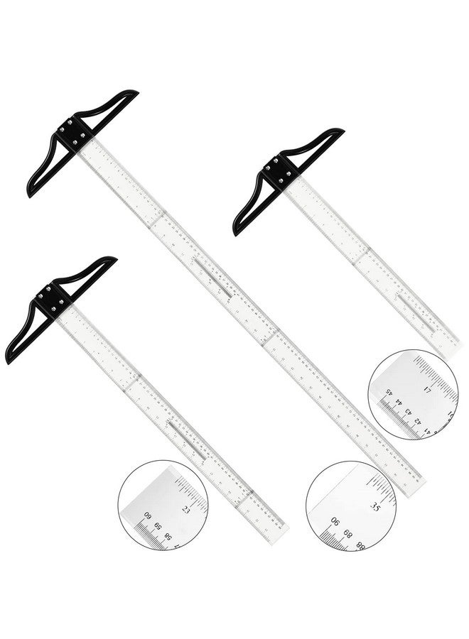 LEIFIDE 3 Pcs Acrylic T Square Ruler Multi Sized T Square Traditional Acrylic Graduated in Inch and Metric Detachable T Ruler Measuring Scale for Art Framing and Drafting, 18 Inch, 24 Inch, 36 Inch - Image 1