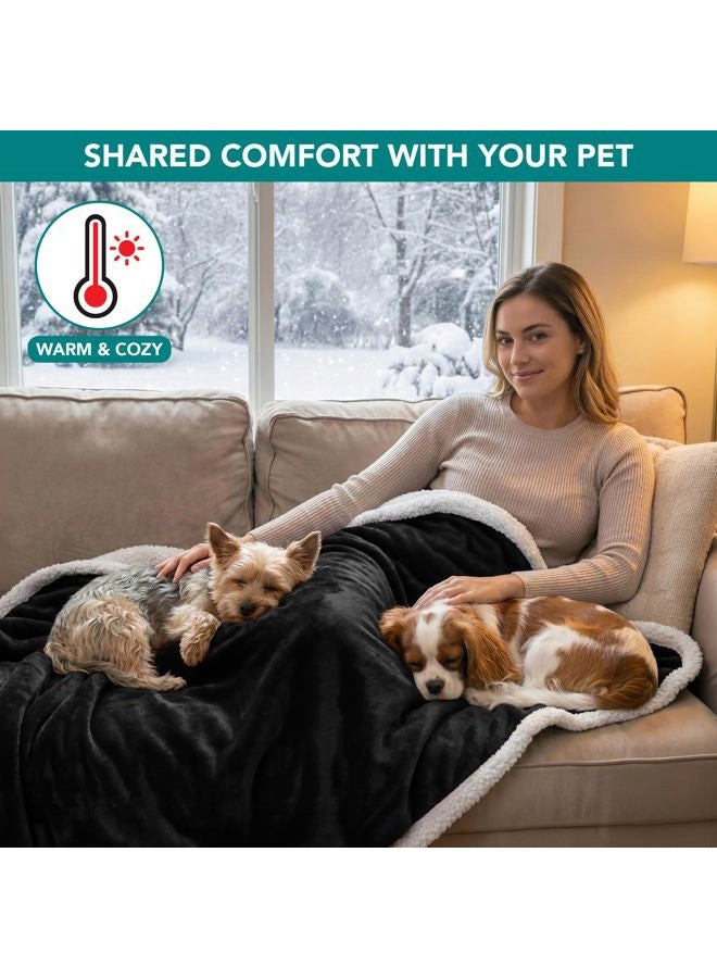 PetAmi Waterproof Dog Blanket for Couch, Sofa | Waterproof Sherpa Pet Blanket for Large Dogs, Puppies | Super Soft Washable Microfiber Fleece | Reversible Design | 60 x 40 (Black) - Image 4