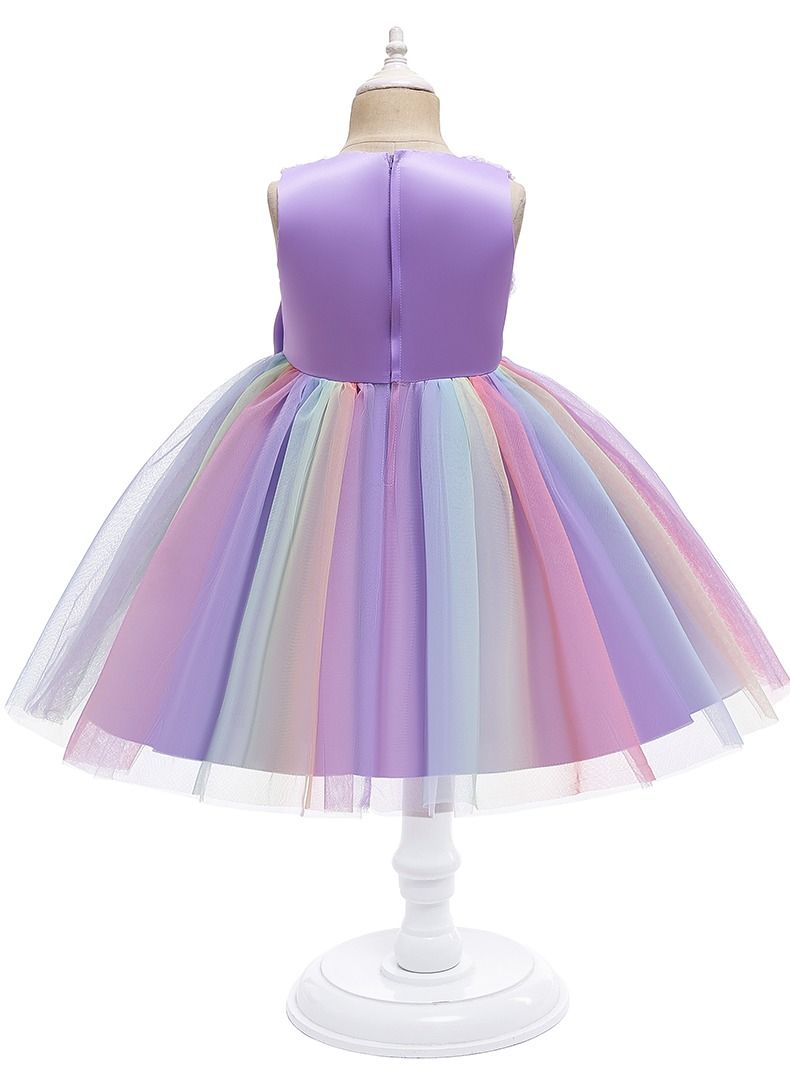 Loquat Summer new unicorn children's dress princess skirt children's dress girls Purple  - Image 2